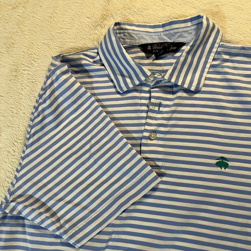 Brooks Brothers Original Fit Polo – Men's Large – Blue and White Stripe